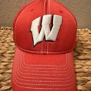 Adidas University Wisconsin Badger Fitted Red and White Cap